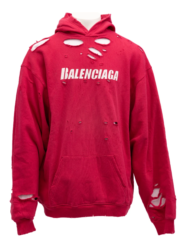 Red Cotton Hoodie Sweatshirt