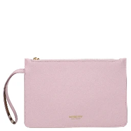 Pink Leather Clutch Bag