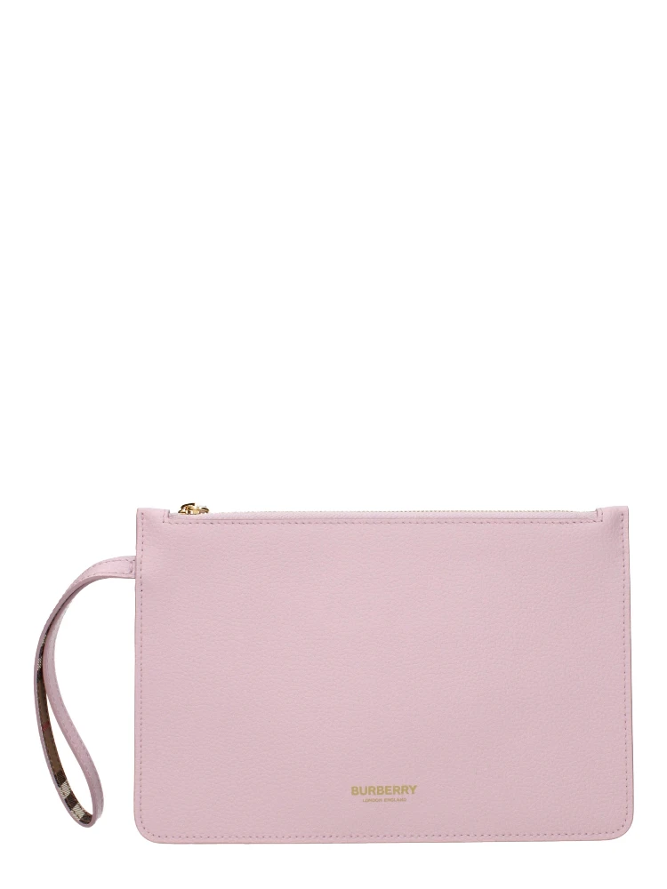 Pink Leather Clutch Bag