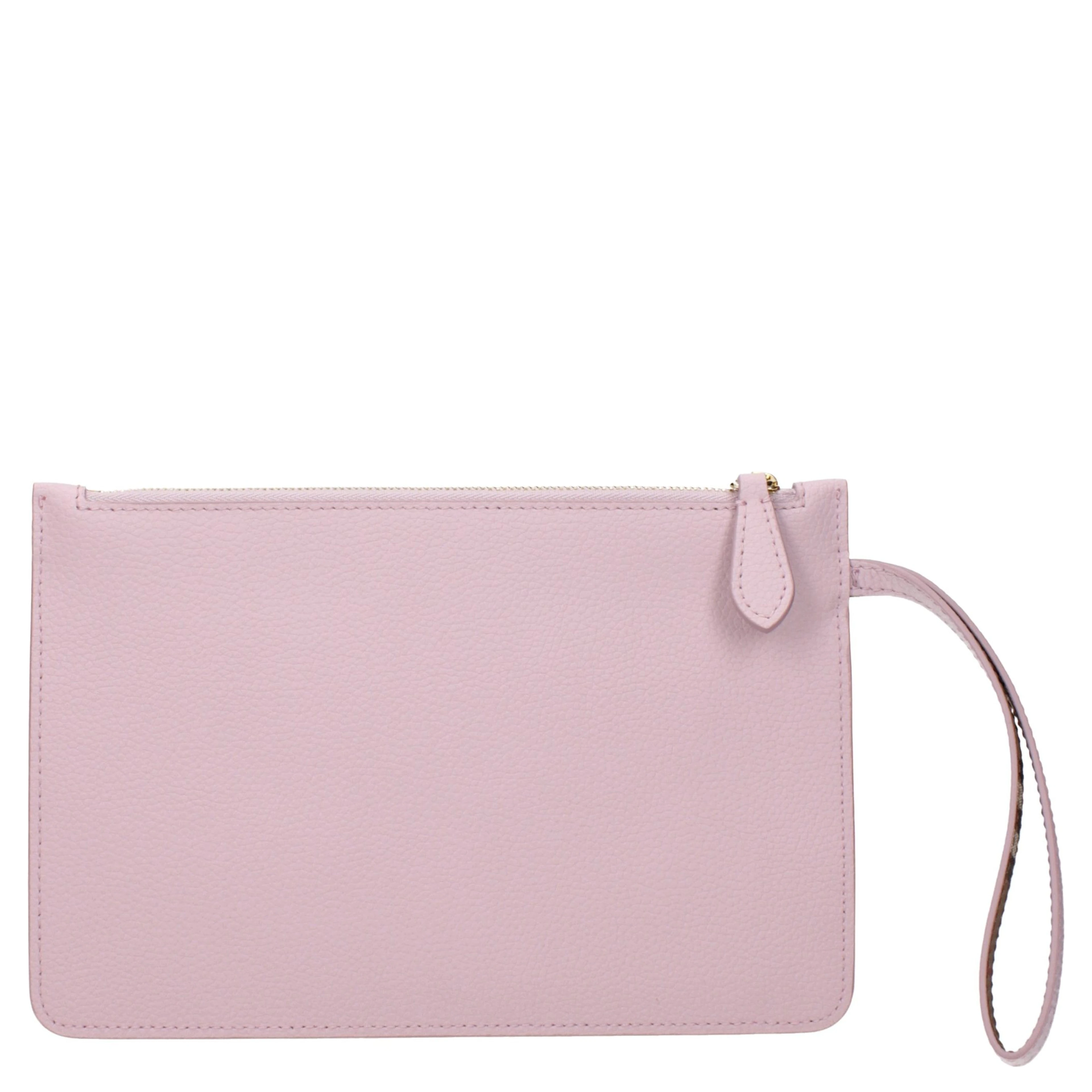 Pink Leather Clutch Bag