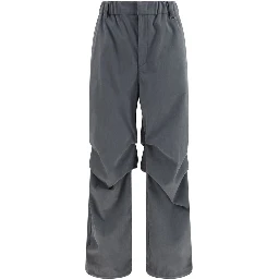 Gray Polyester Casual Pants