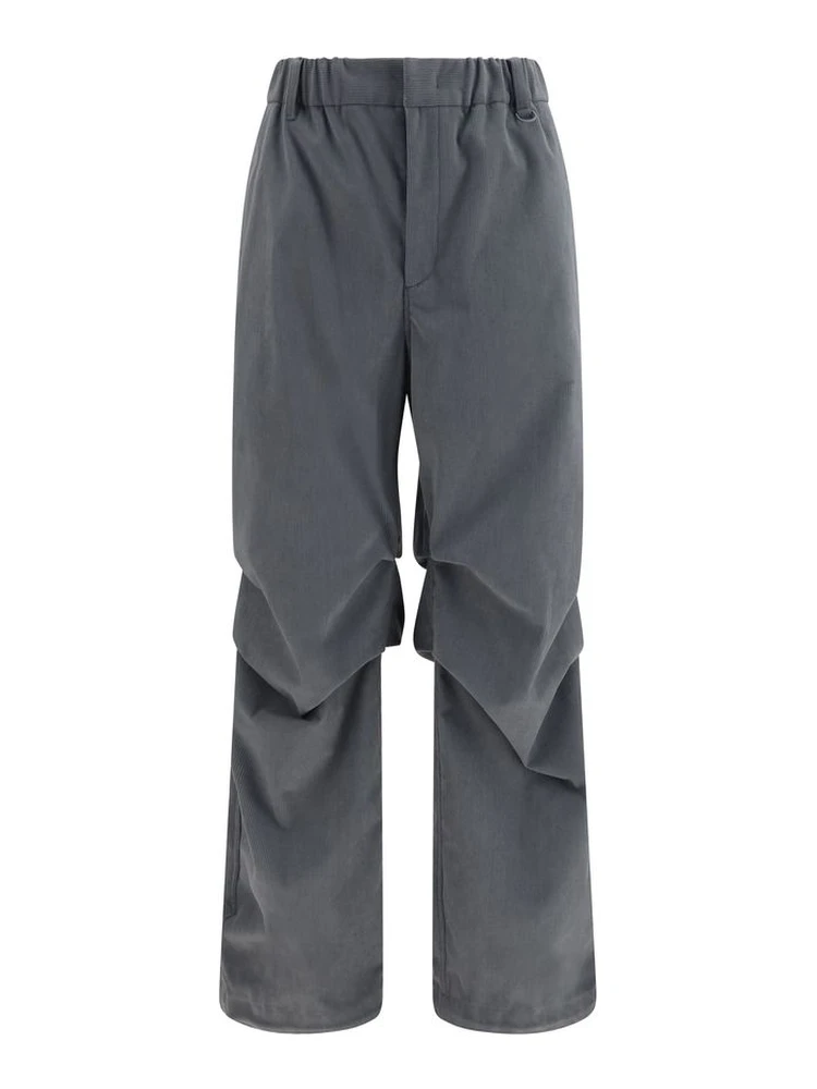 Gray Polyester Casual Pants