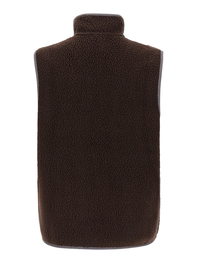 Brown Polyester Sleeveless Jacket