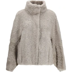 Gray Faux Fur Full-Length Jacket