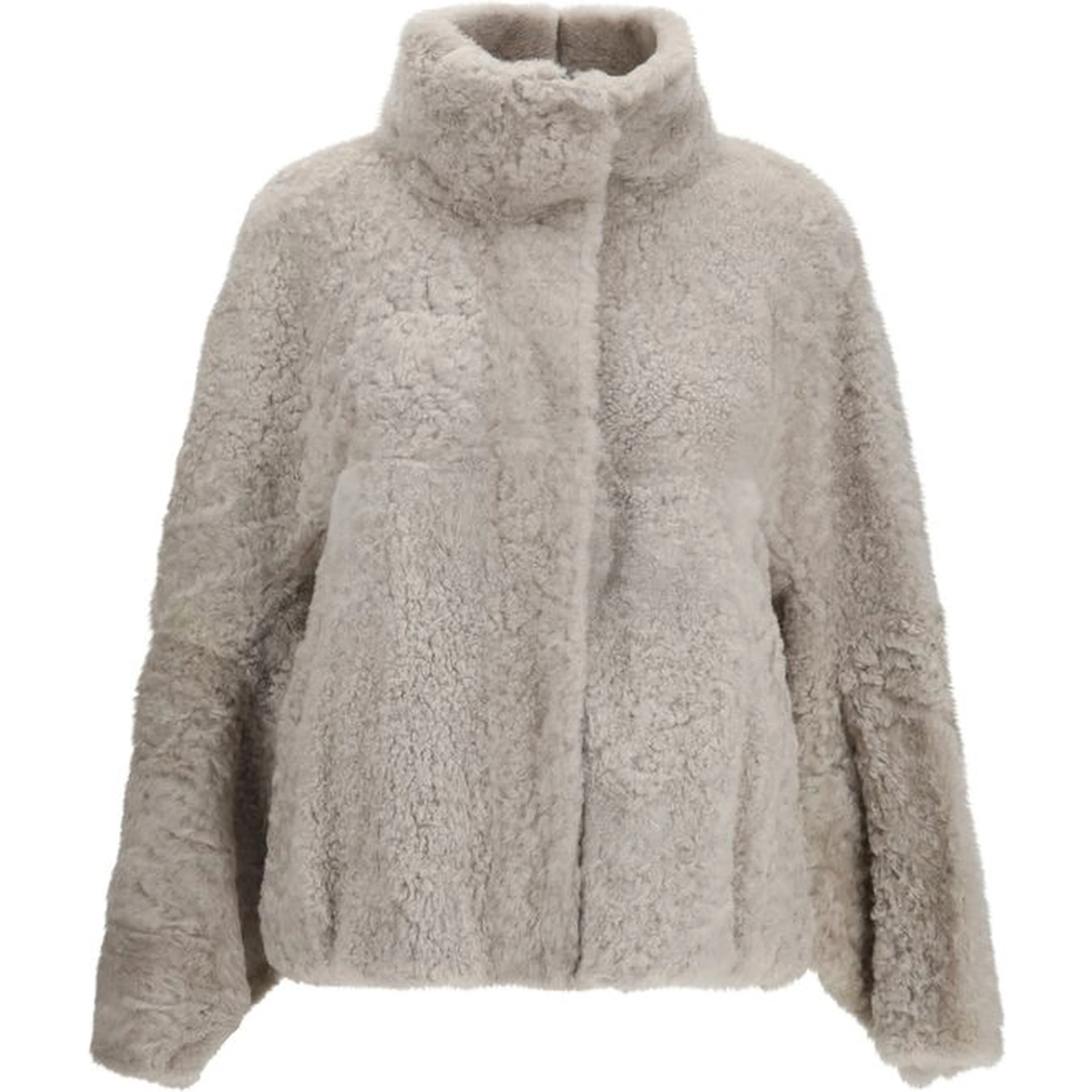 Gray Faux Fur Full-Length Jacket