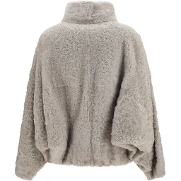 Gray Faux Fur Full-Length Jacket