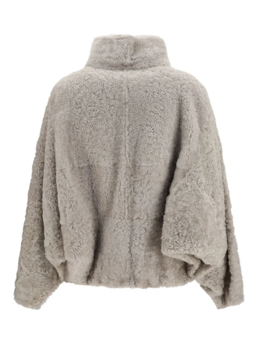 Gray Faux Fur Full-Length Jacket