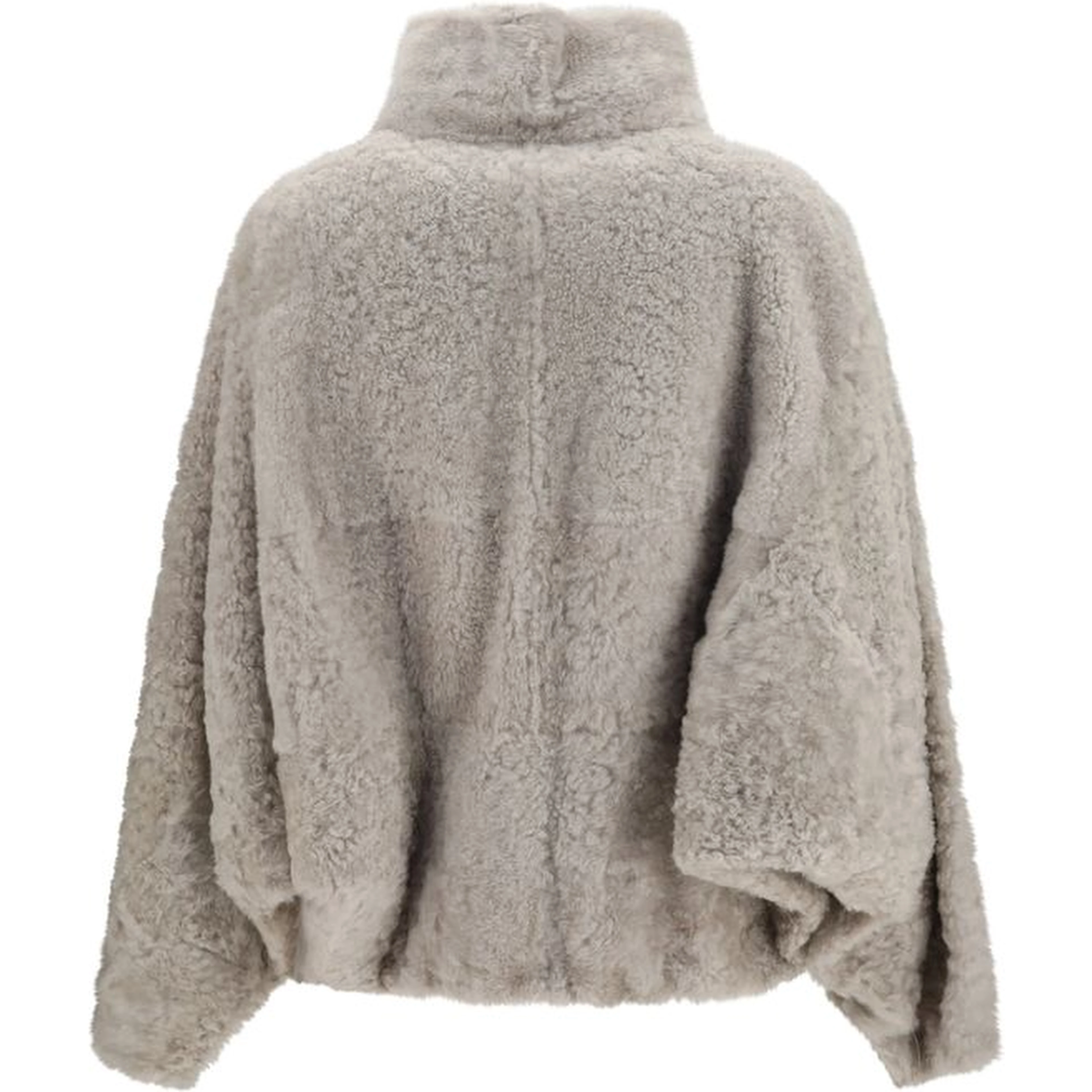 Gray Faux Fur Full-Length Jacket