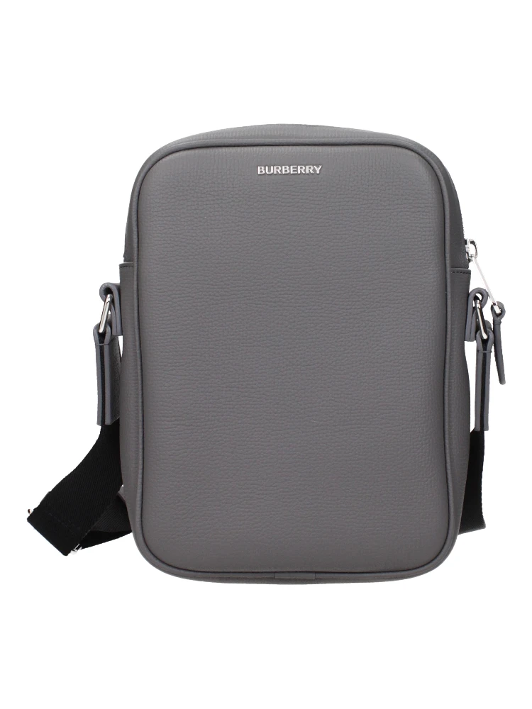 Gray Leather Crossbody Bag