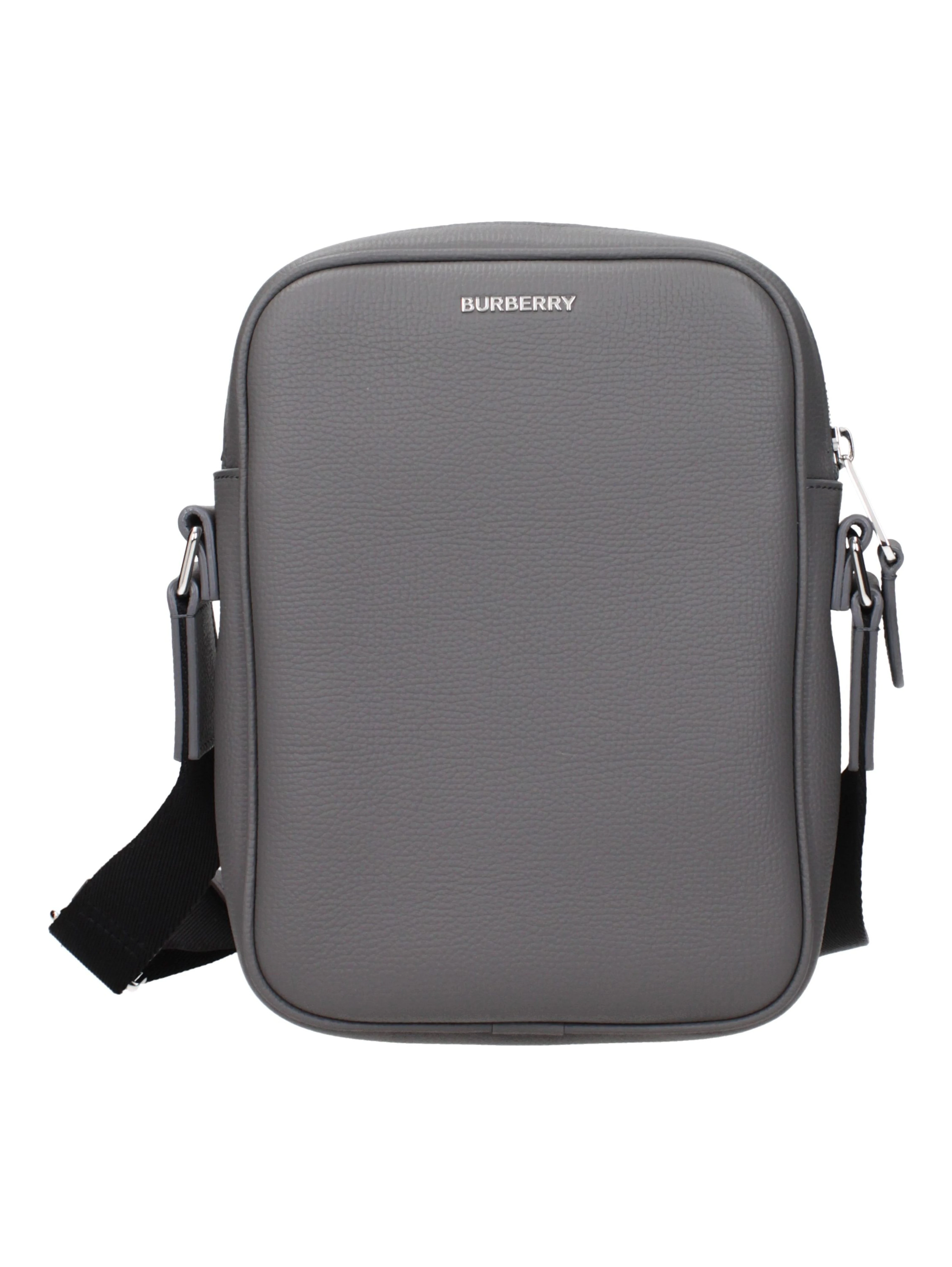 Gray Leather Crossbody Bag