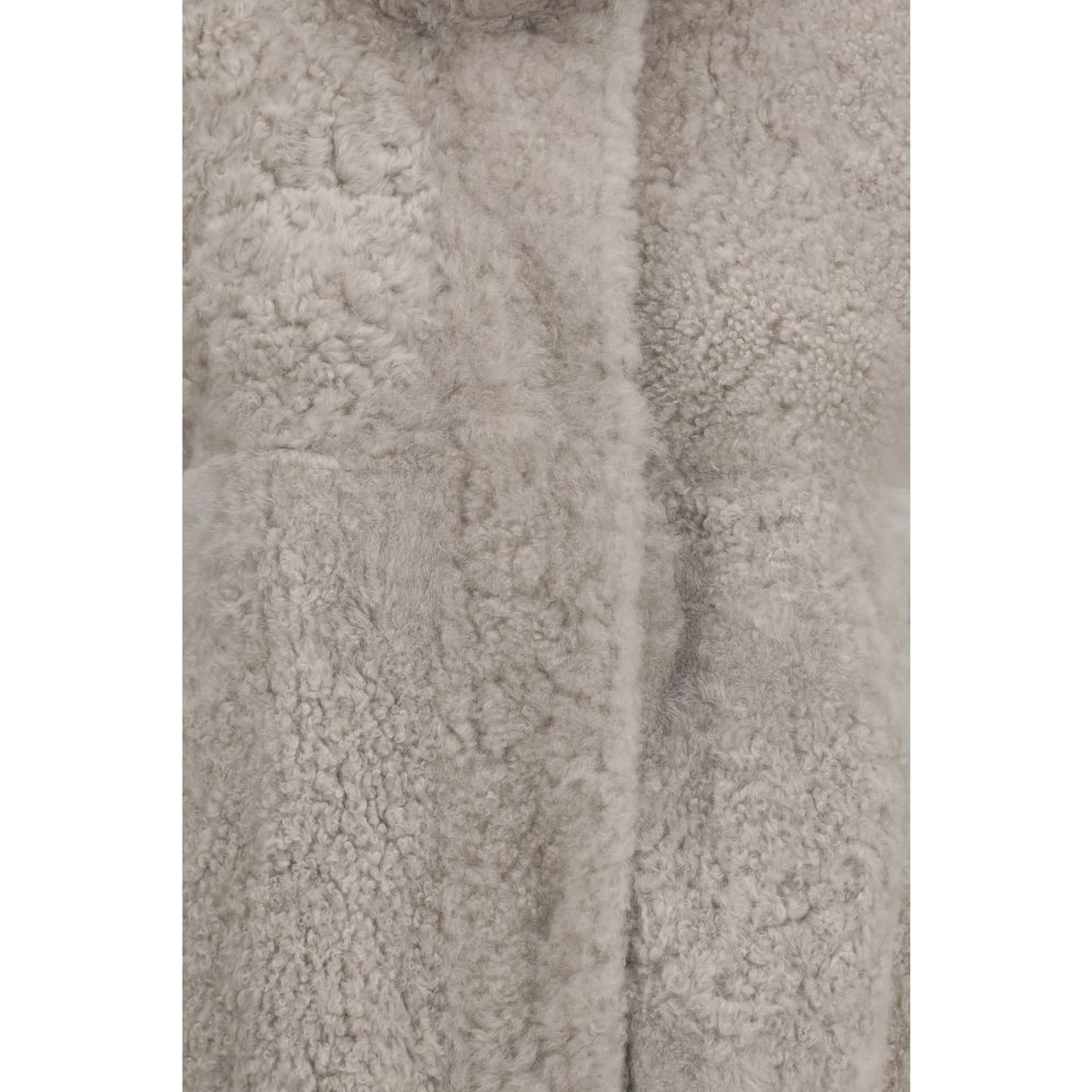 Gray Faux Fur Full-Length Jacket