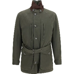 Bicolor Cotton Full-Length Jacket