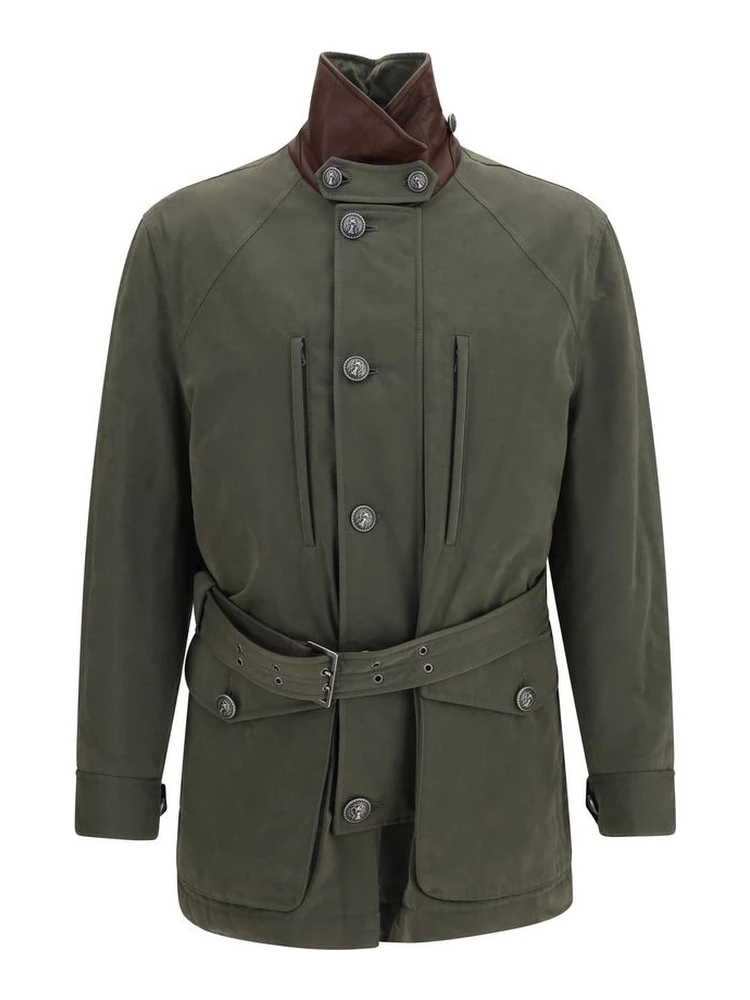 Bicolor Cotton Full-Length Jacket