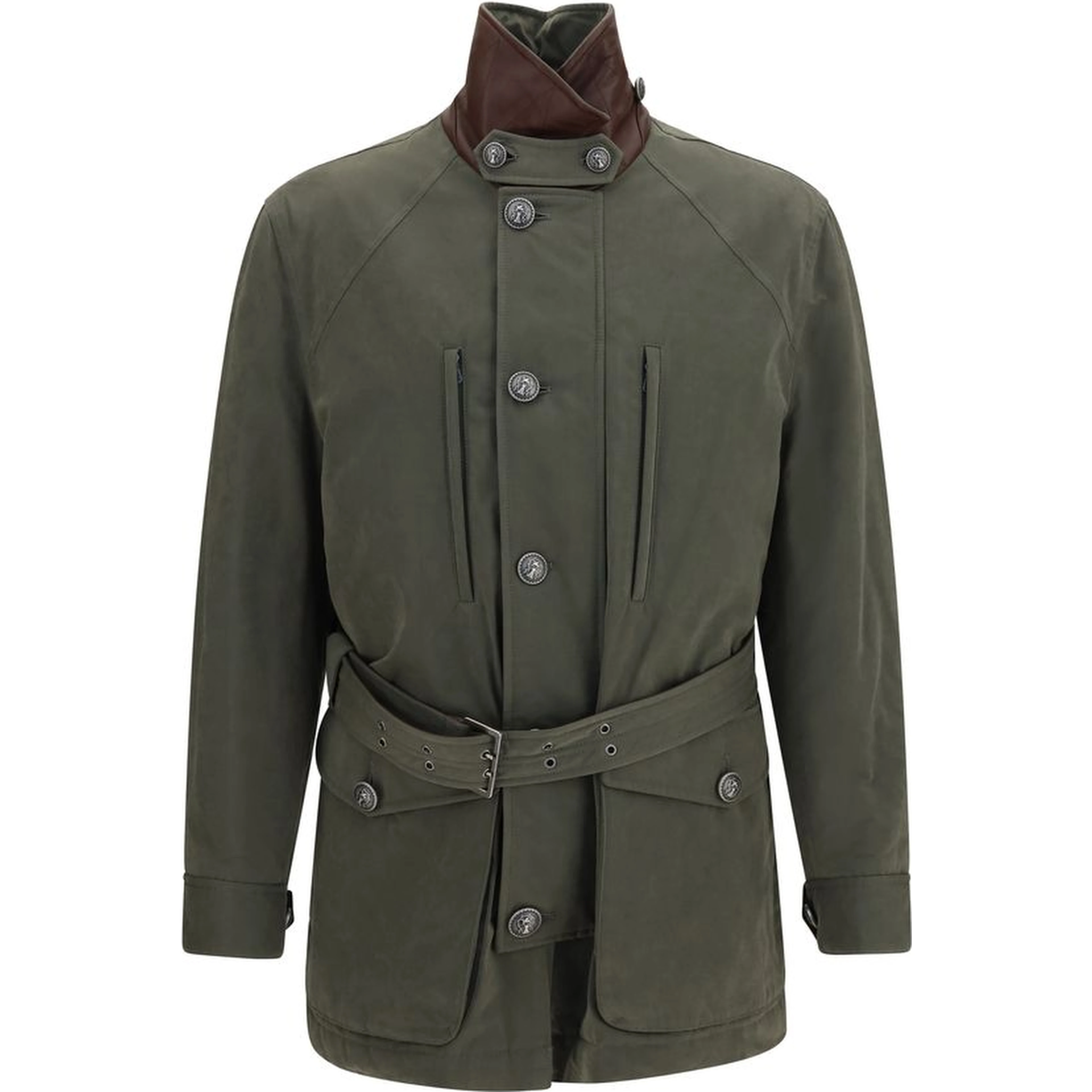 Bicolor Cotton Full-Length Jacket