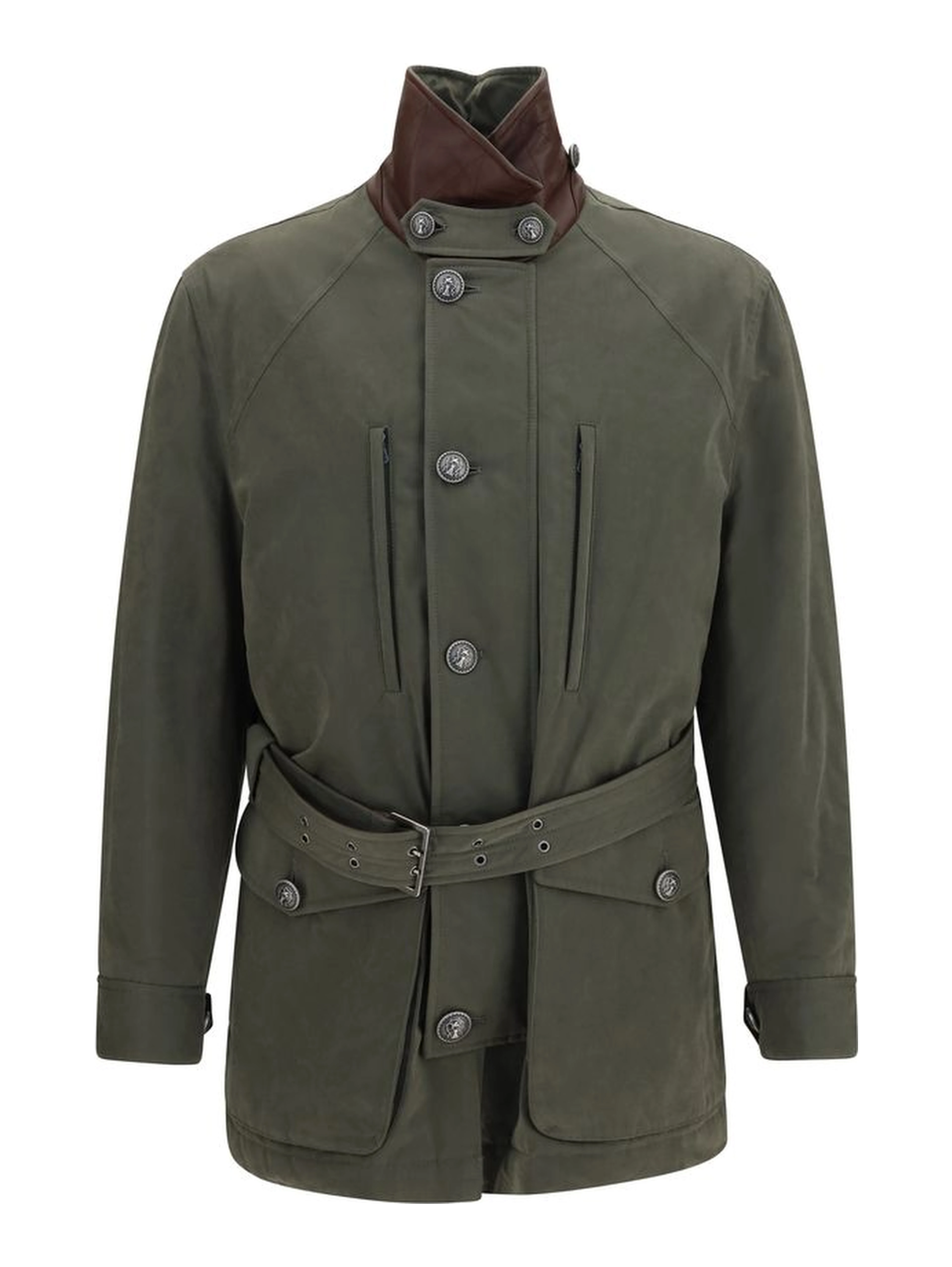 Bicolor Cotton Full-Length Jacket