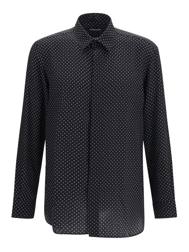 Black Silk Pattern Shirt