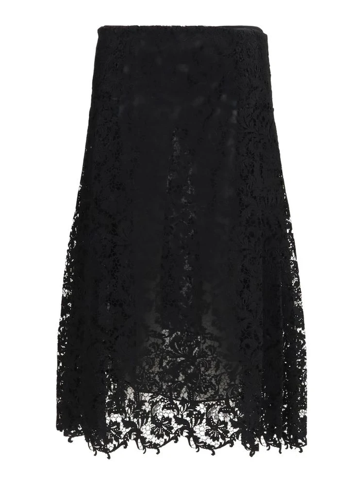 Black Silk Midi Skirt