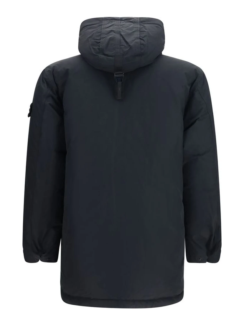 Black Polyester Full-Length Jacket