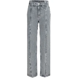 Gray Cotton Straight-Leg Jeans