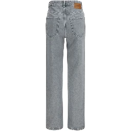 Gray Cotton Straight-Leg Jeans