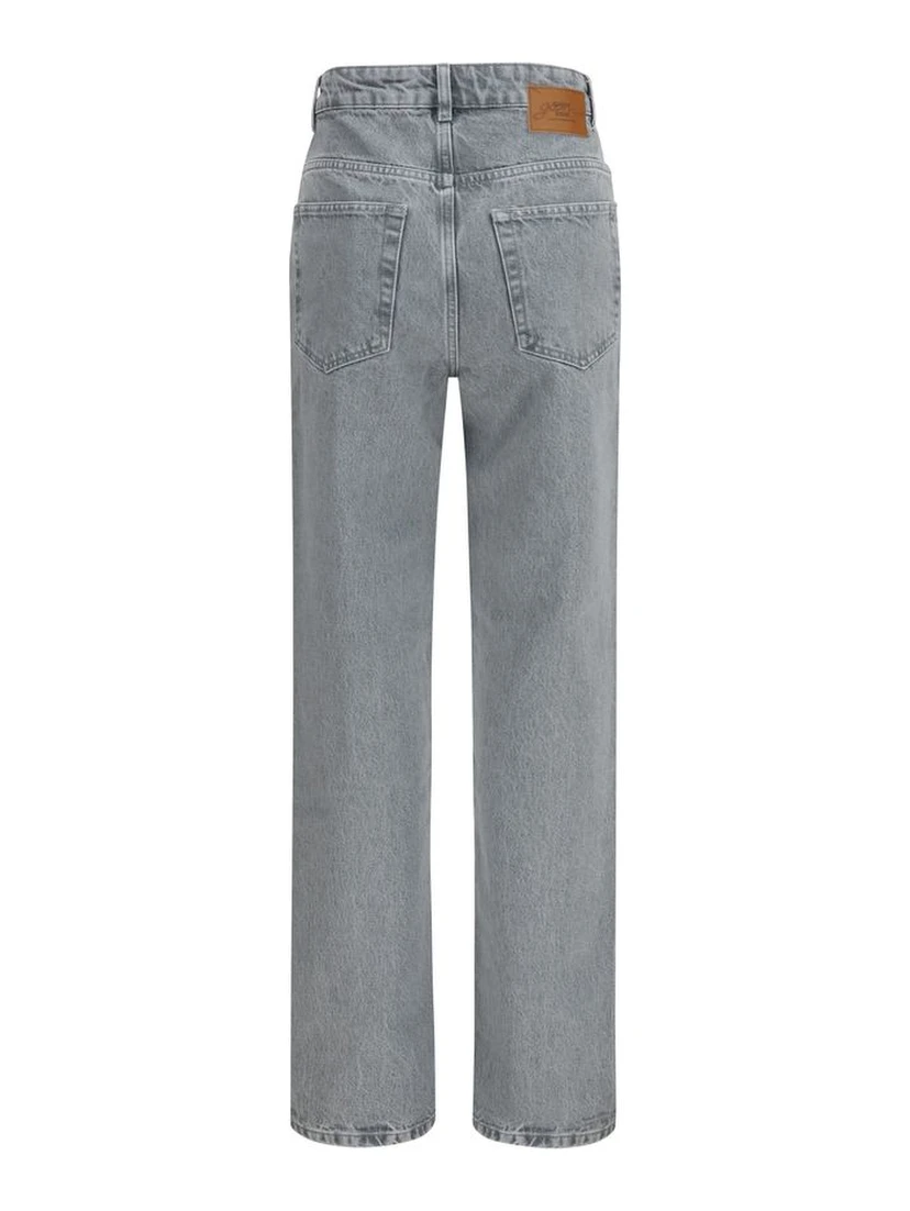 Gray Cotton Straight-Leg Jeans