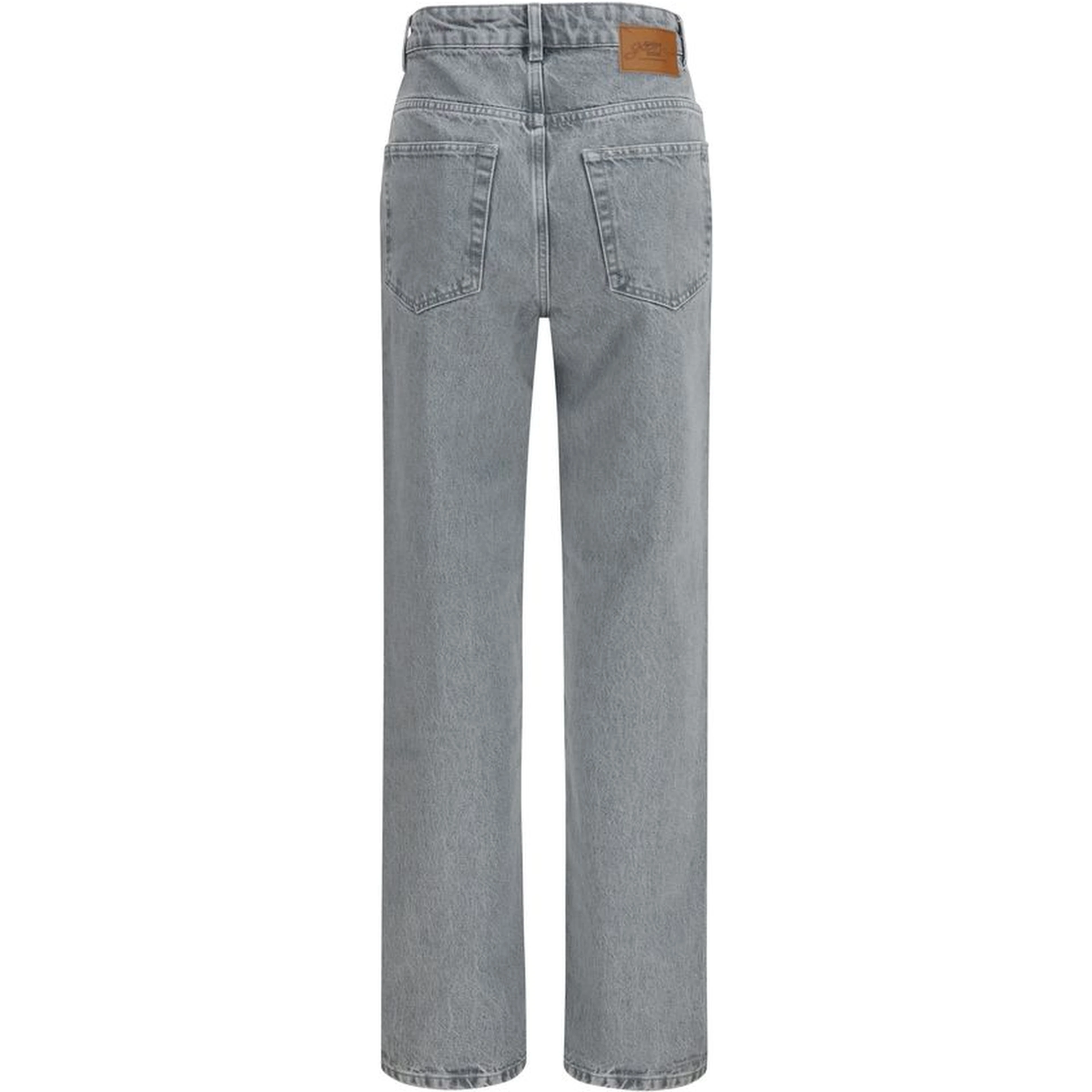 Gray Cotton Straight-Leg Jeans