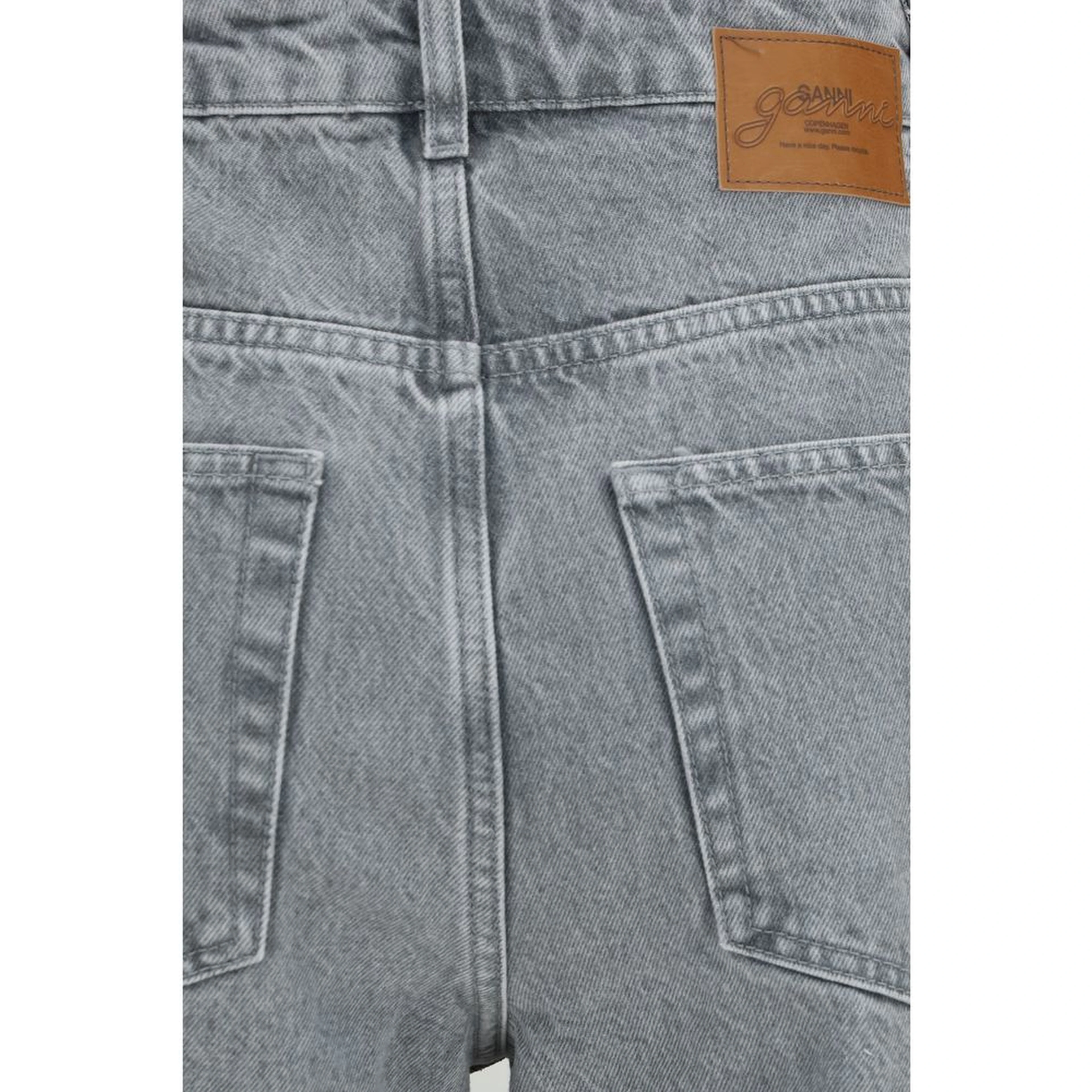 Gray Cotton Straight-Leg Jeans
