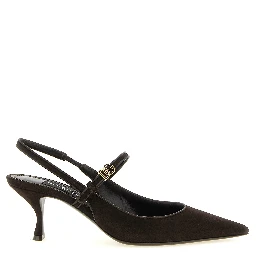 Brown Goatskin Mid Heel Pumps