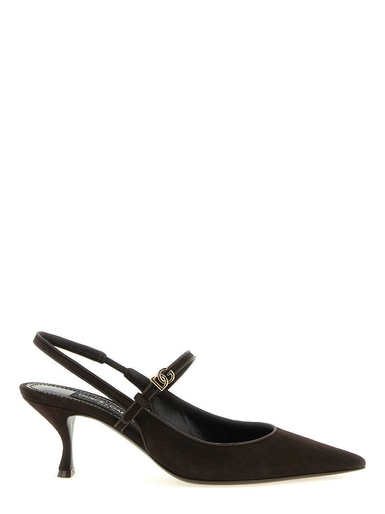 Brown Goatskin Mid Heel Pumps