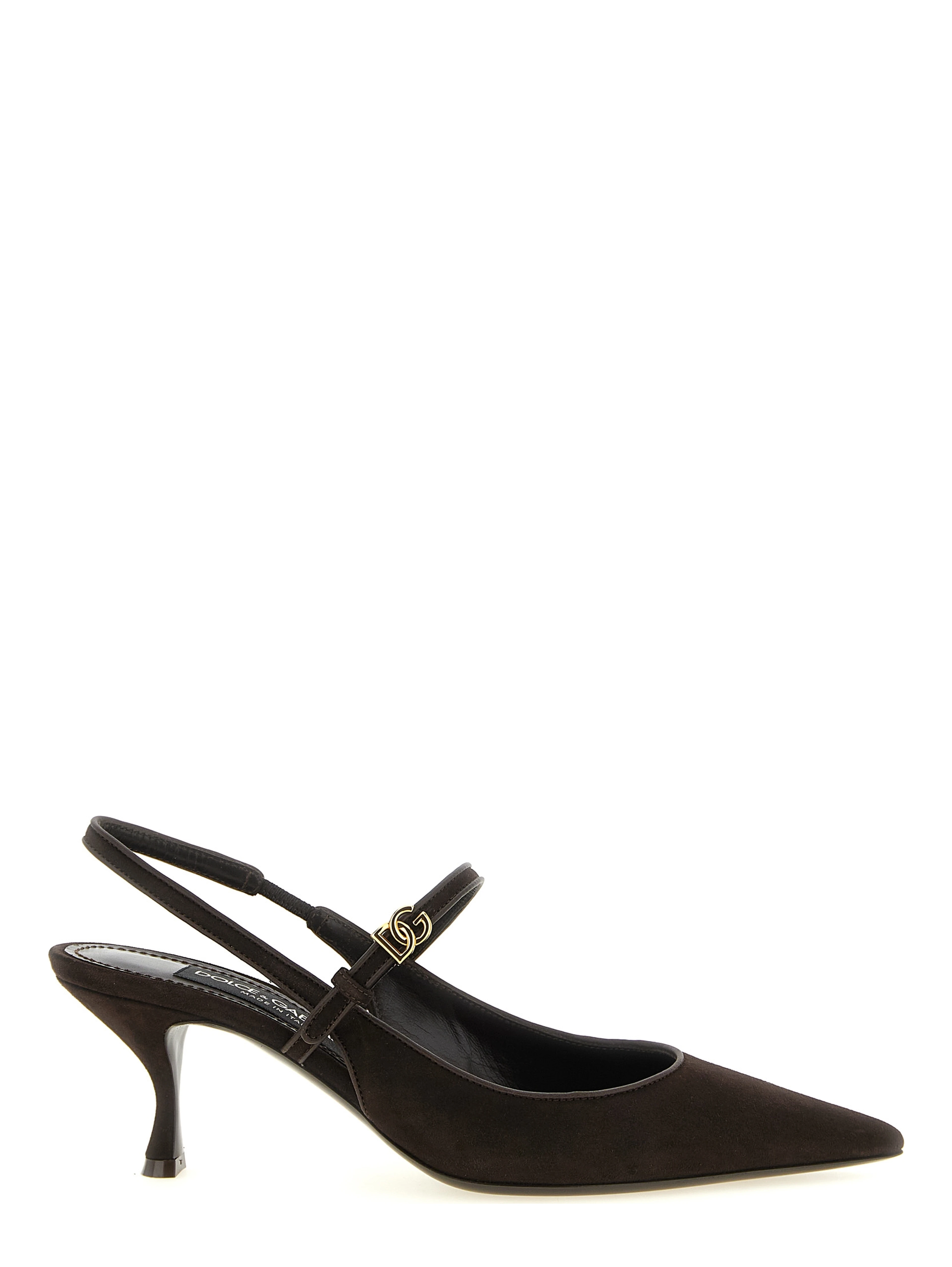 Brown Goatskin Mid Heel Pumps