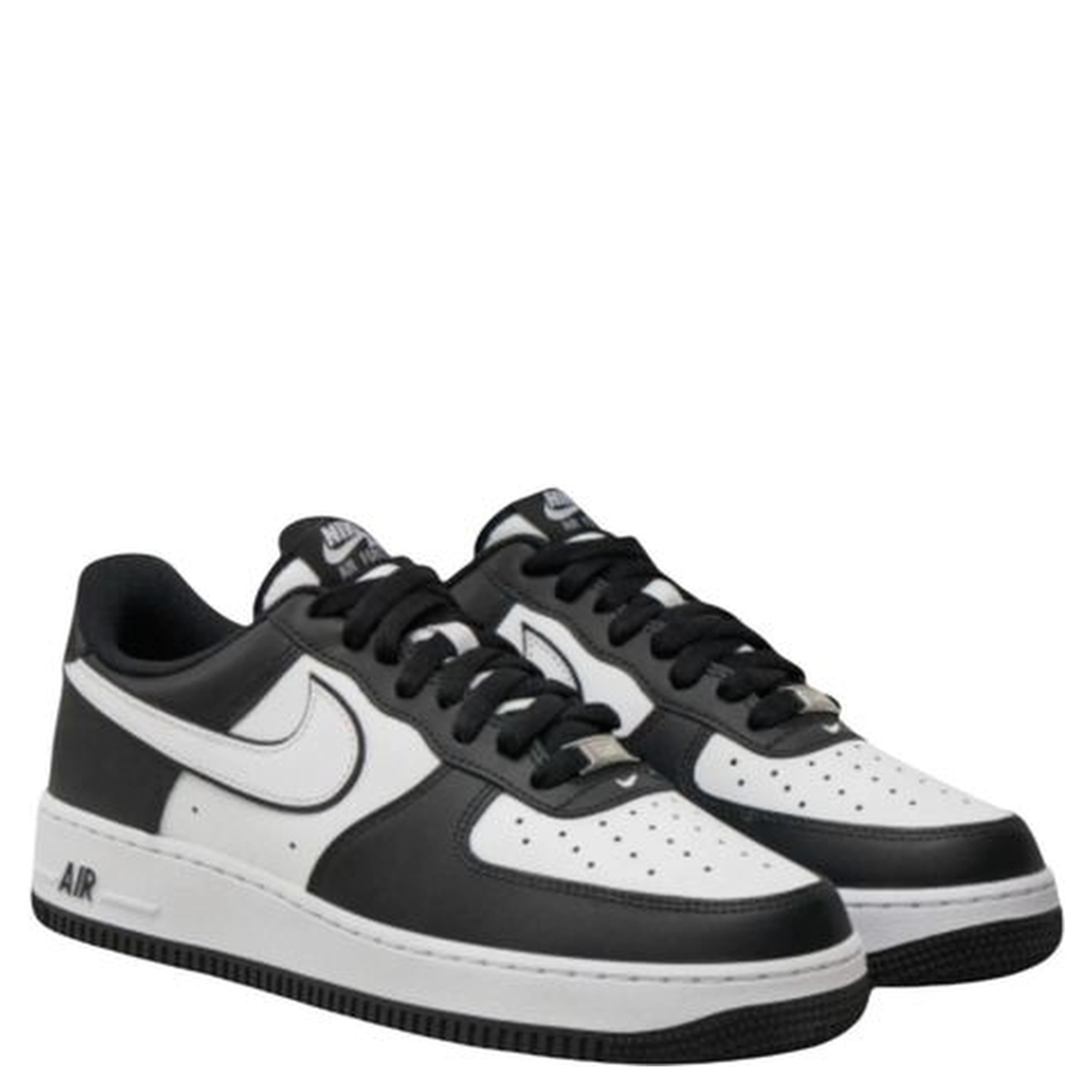 Black And White Leather Low Top Sneakers