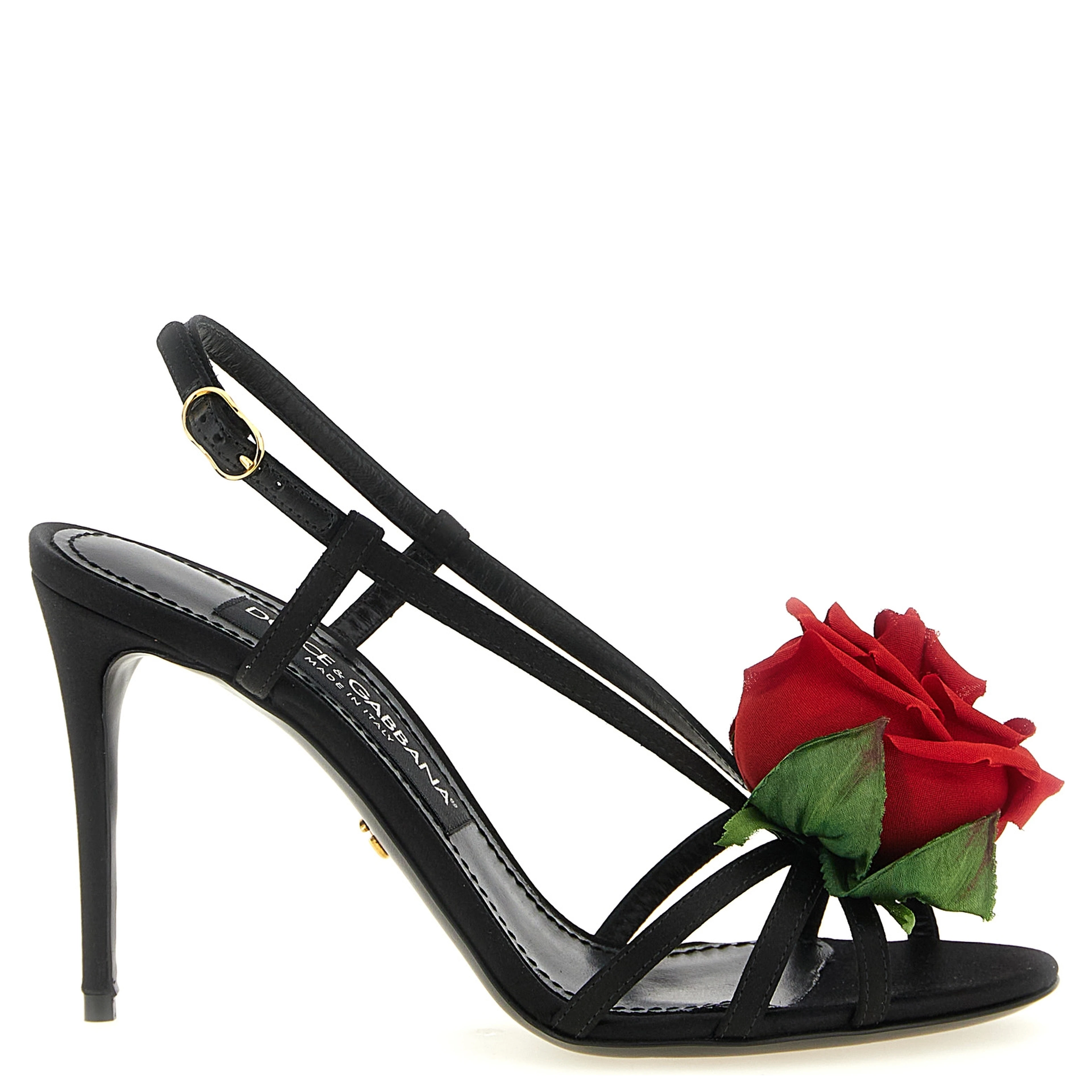 Black Viscose Stiletto Heel Sandals