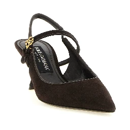 Brown Goatskin Mid Heel Pumps