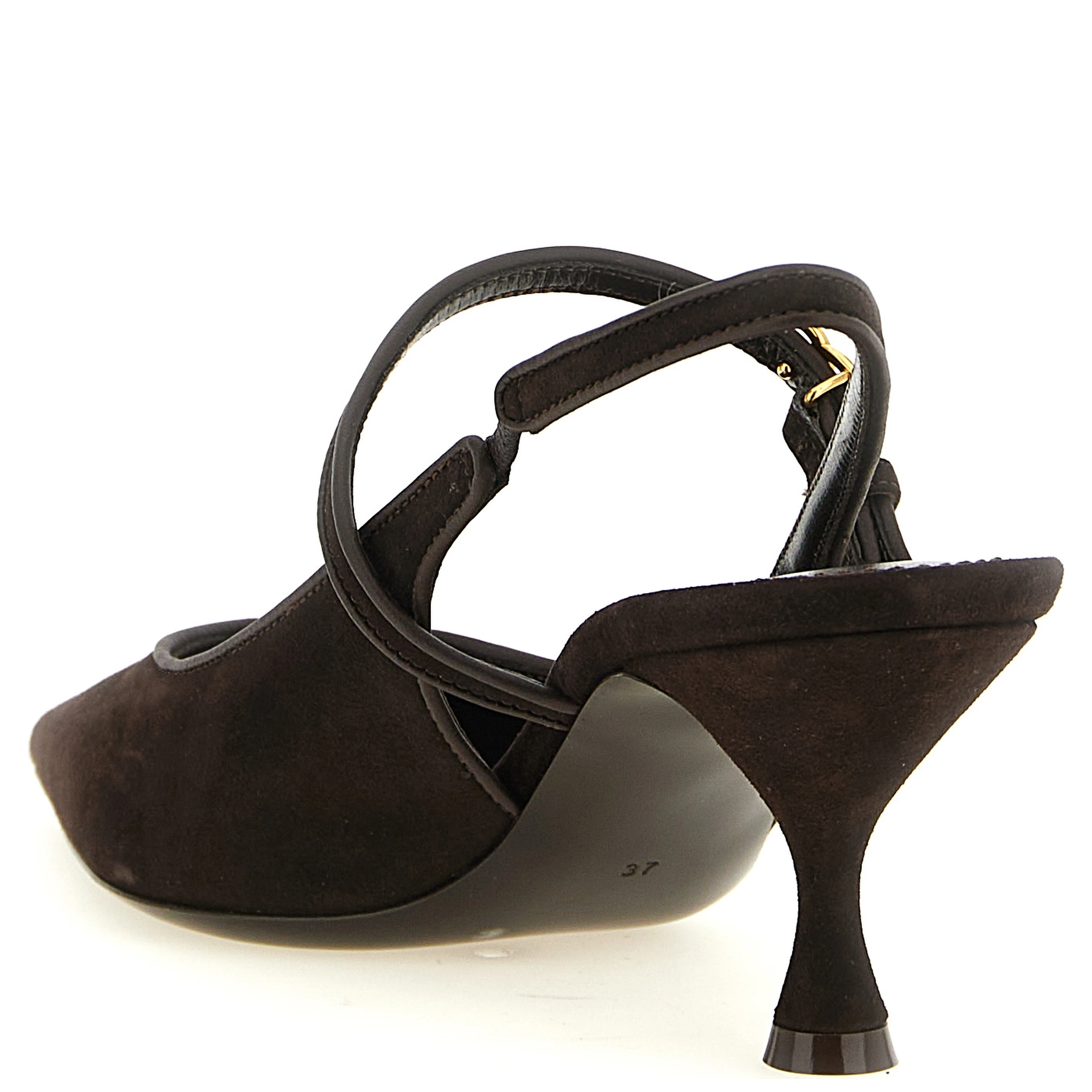 Brown Goatskin Mid Heel Pumps