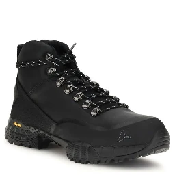 Black Leather Lace-Up Boots
