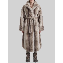 Grey Ravello faux fur robe coat
