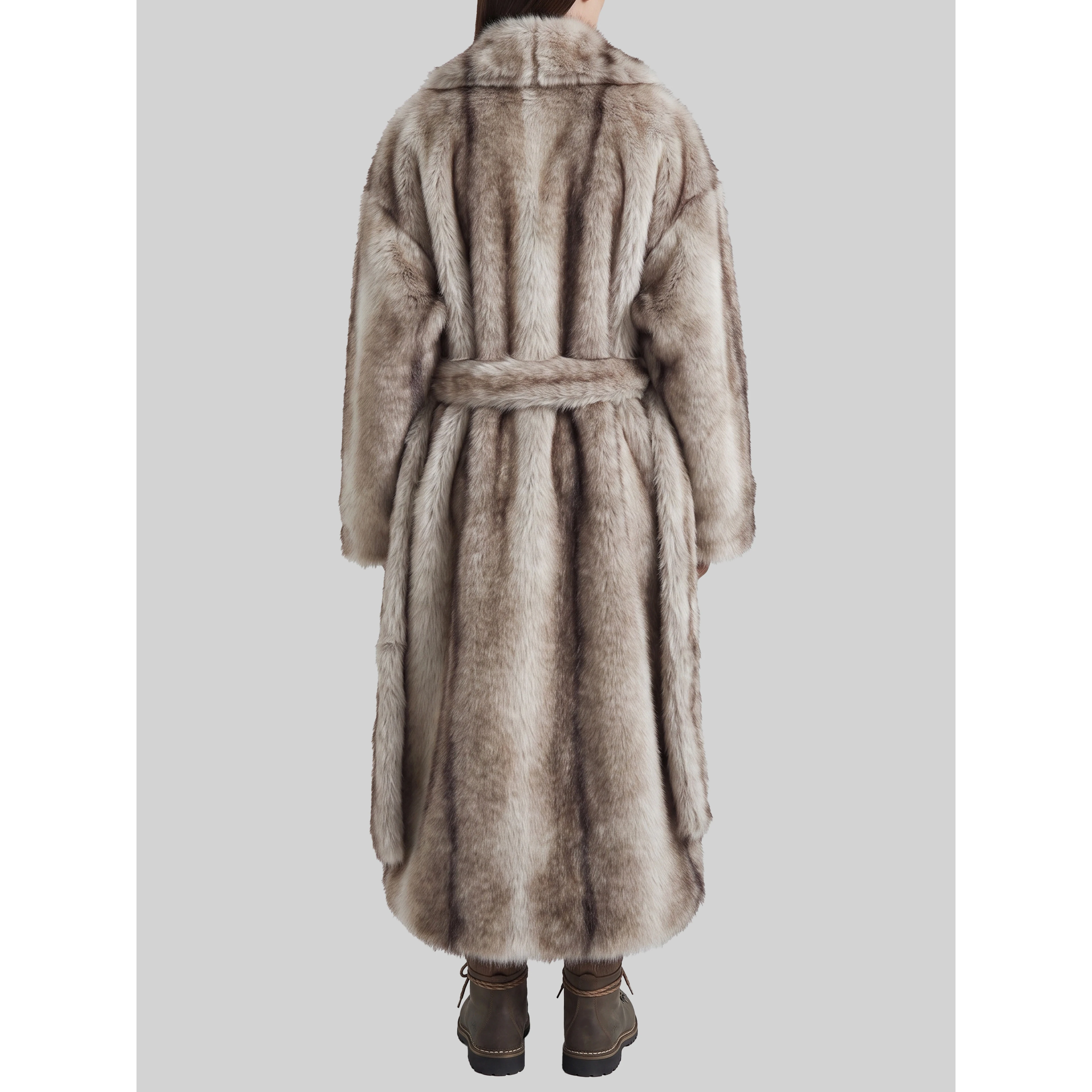 Grey Ravello faux fur robe coat