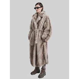 Grey Ravello faux fur robe coat