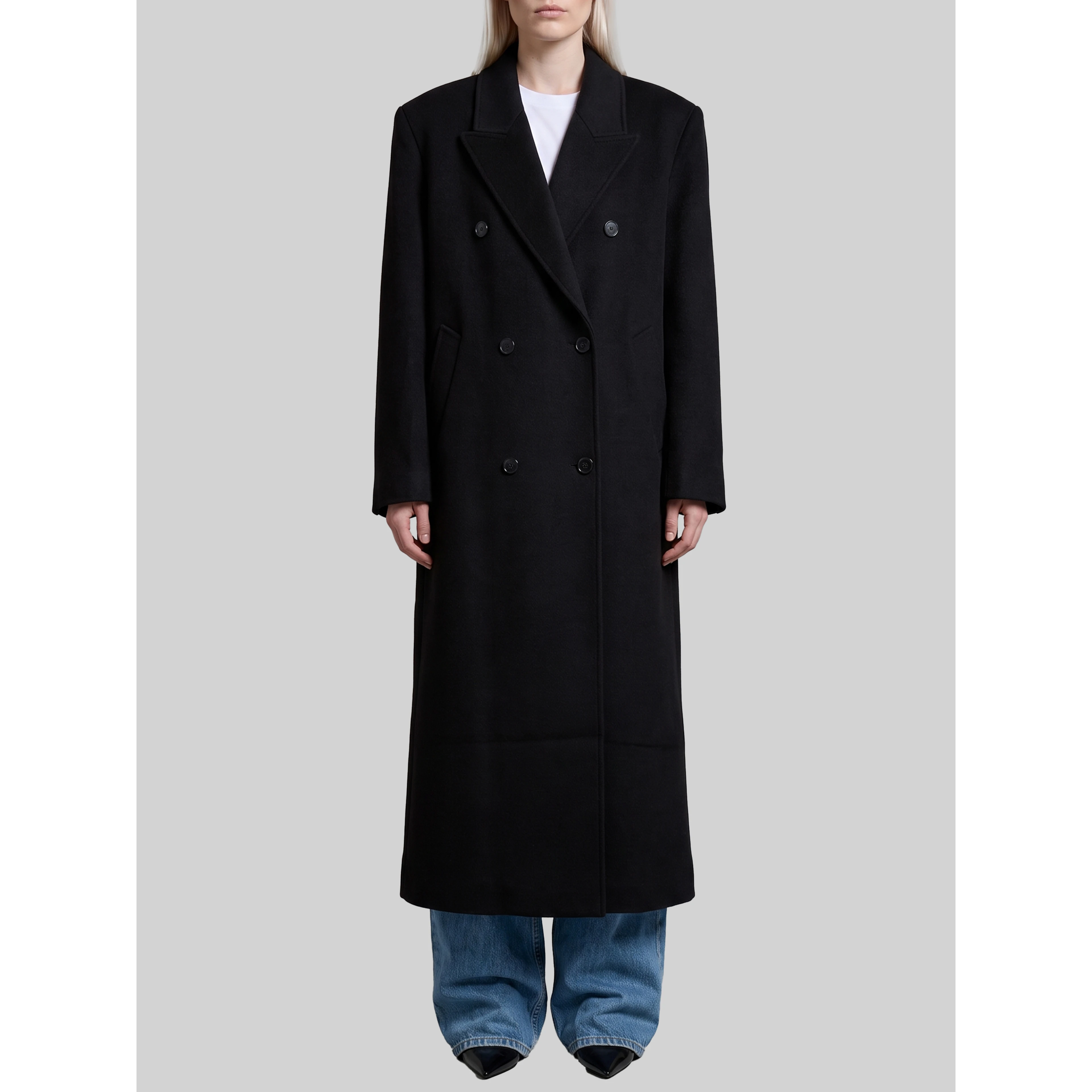 Black Gaia double-breasted coat