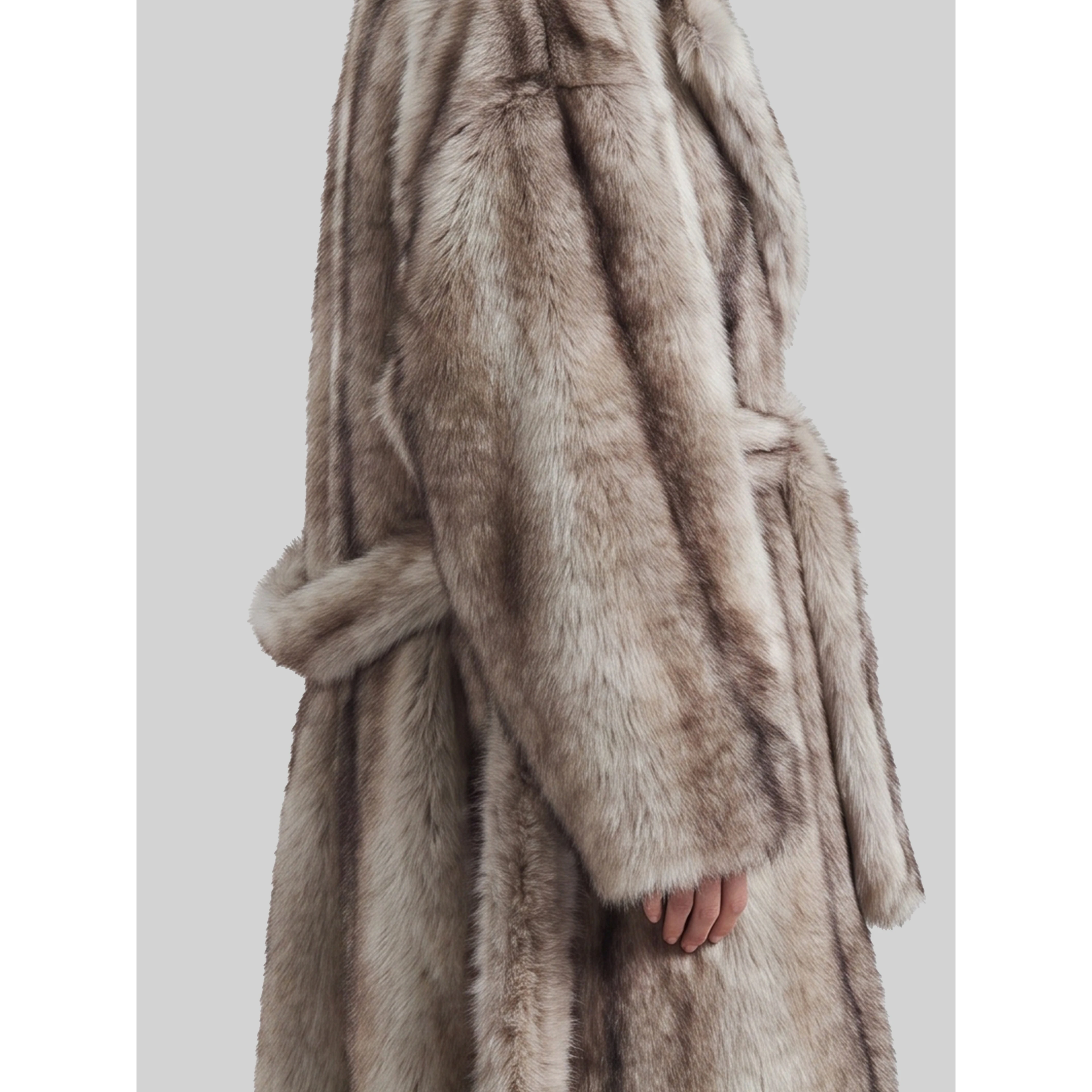 Grey Ravello faux fur robe coat