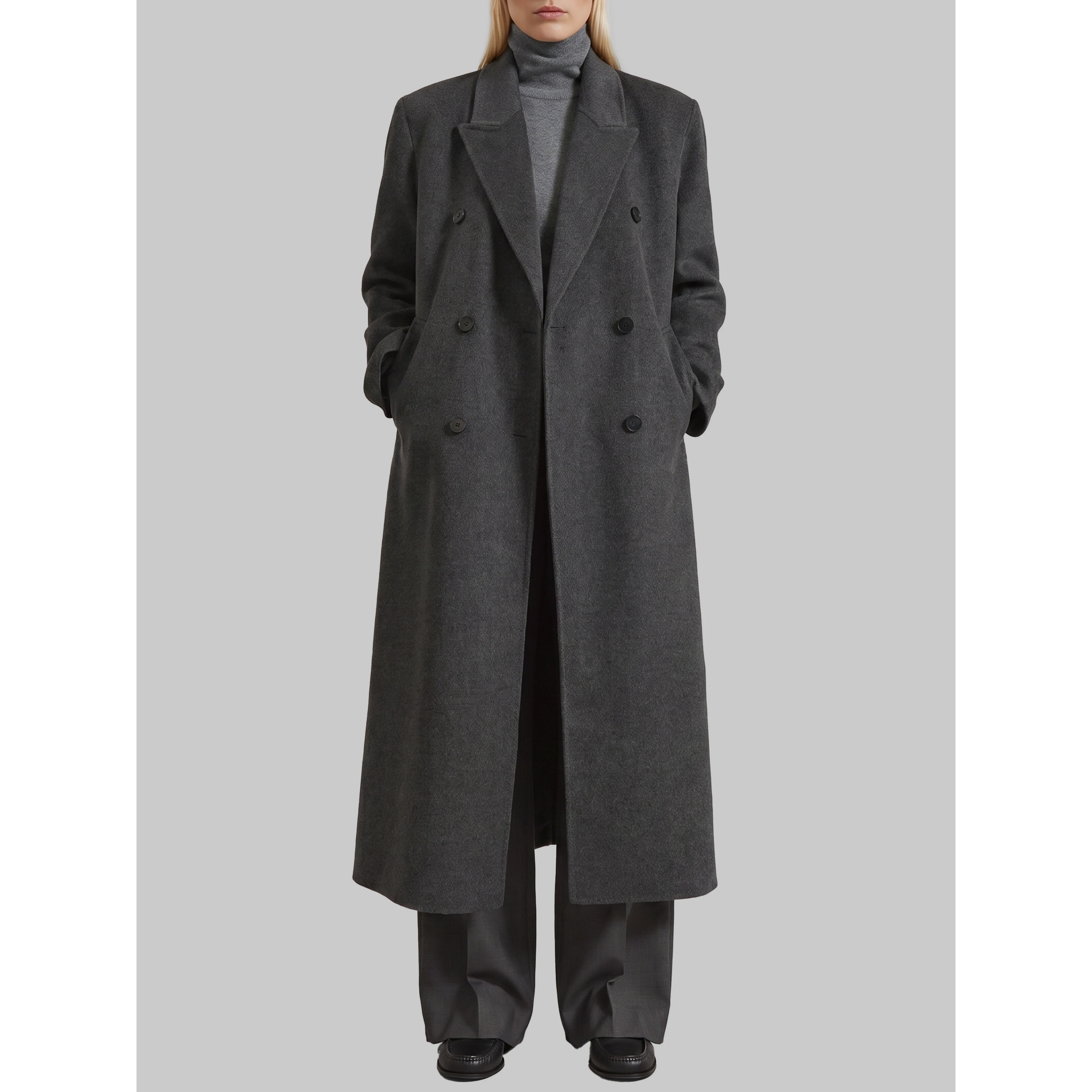 Grey Gaia double-breasted coat