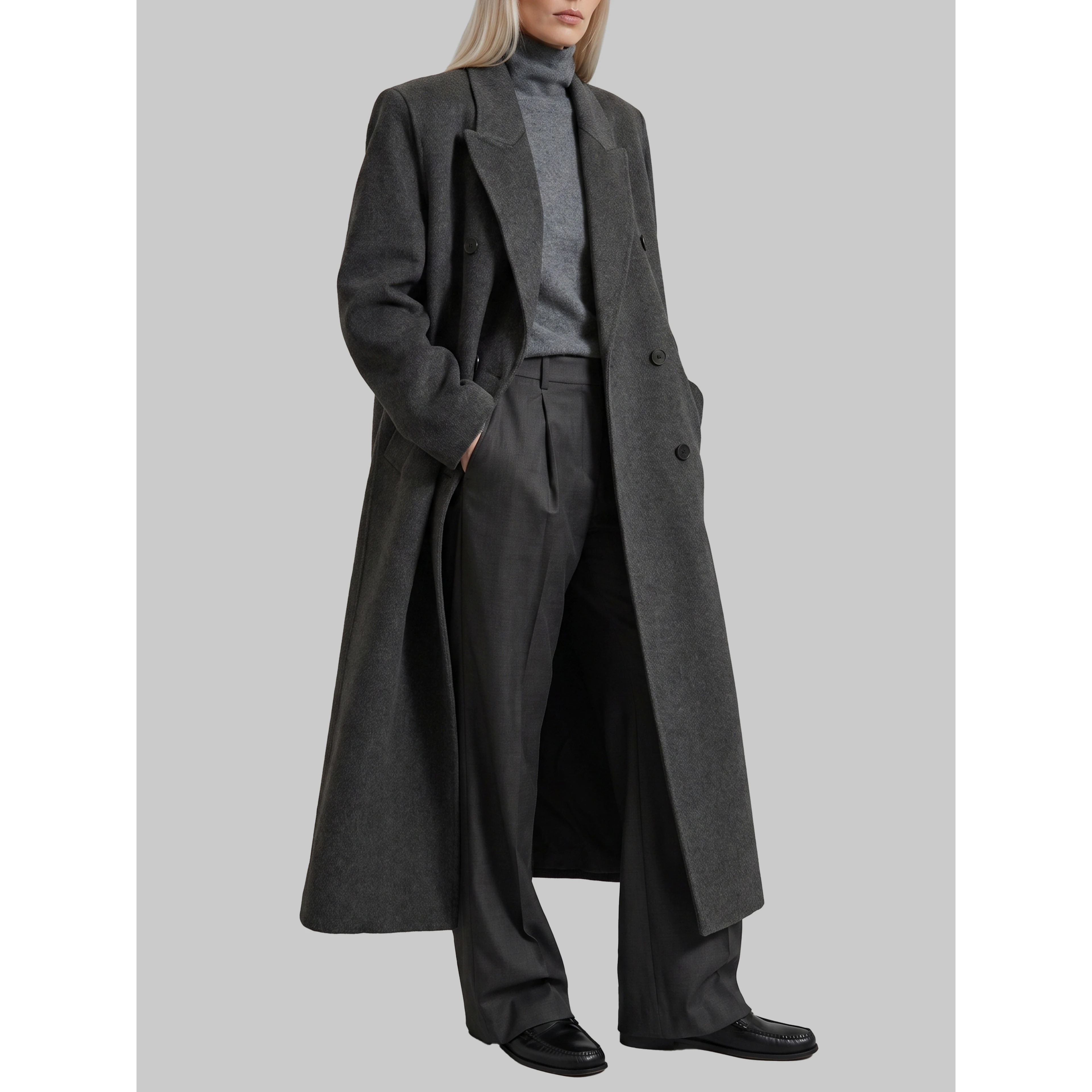 Grey Gaia double-breasted coat
