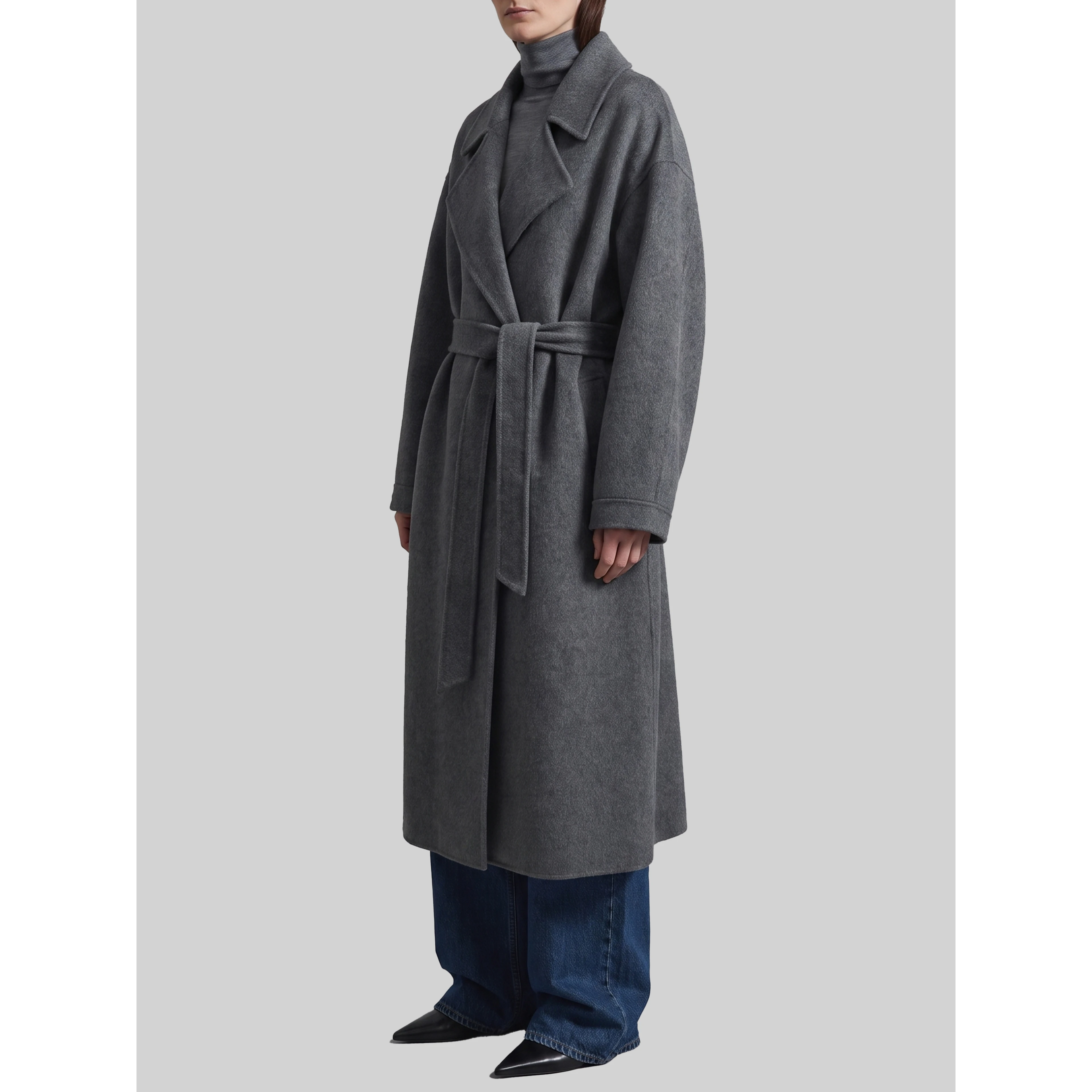 Grey Issen wool trench coat