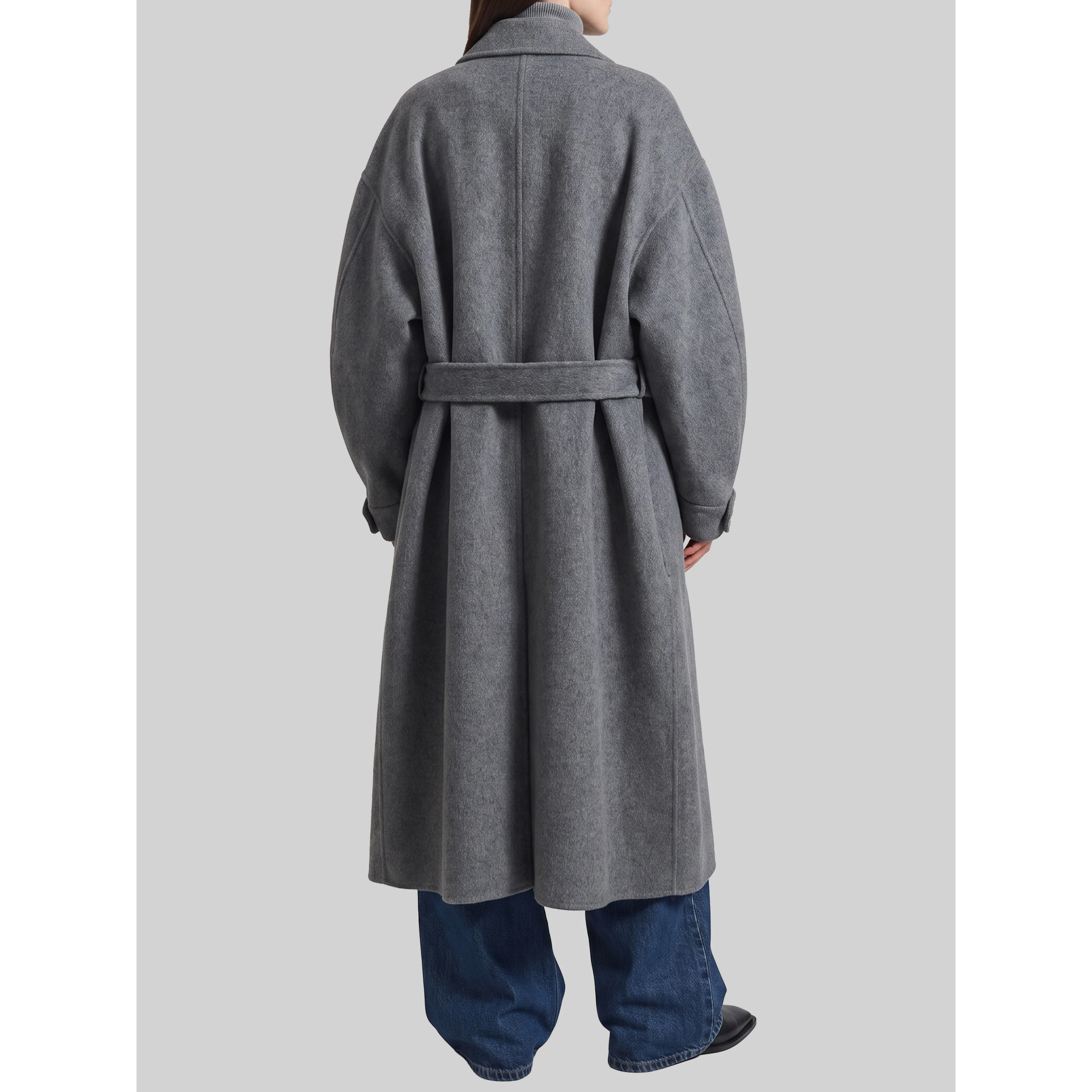 Grey Issen wool trench coat