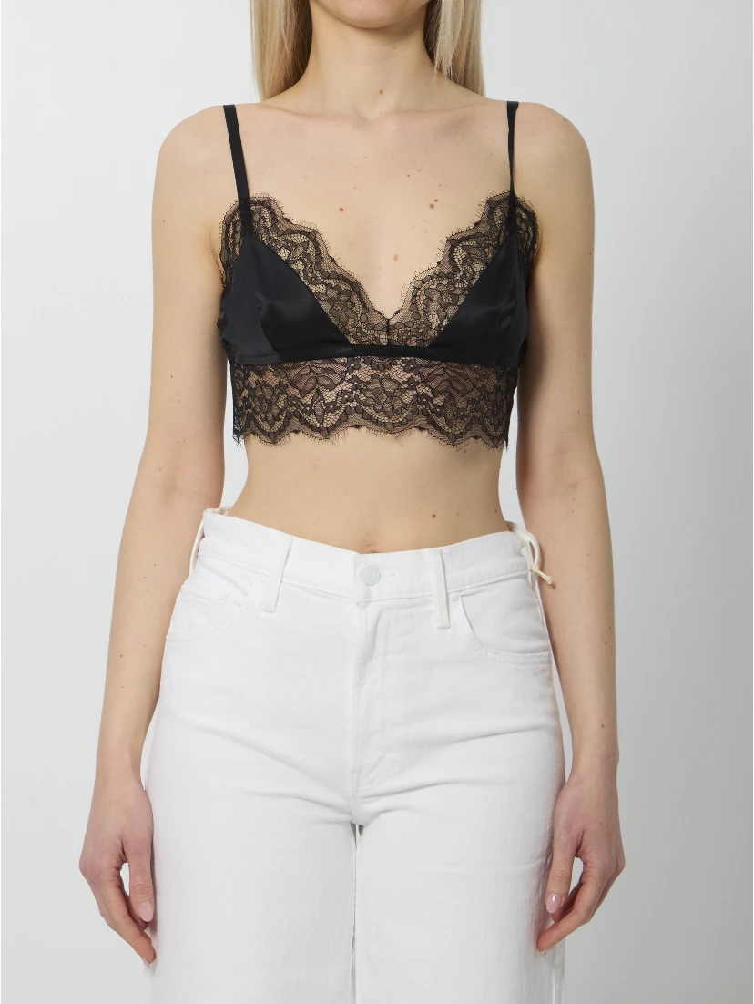 Satin bralette with lace