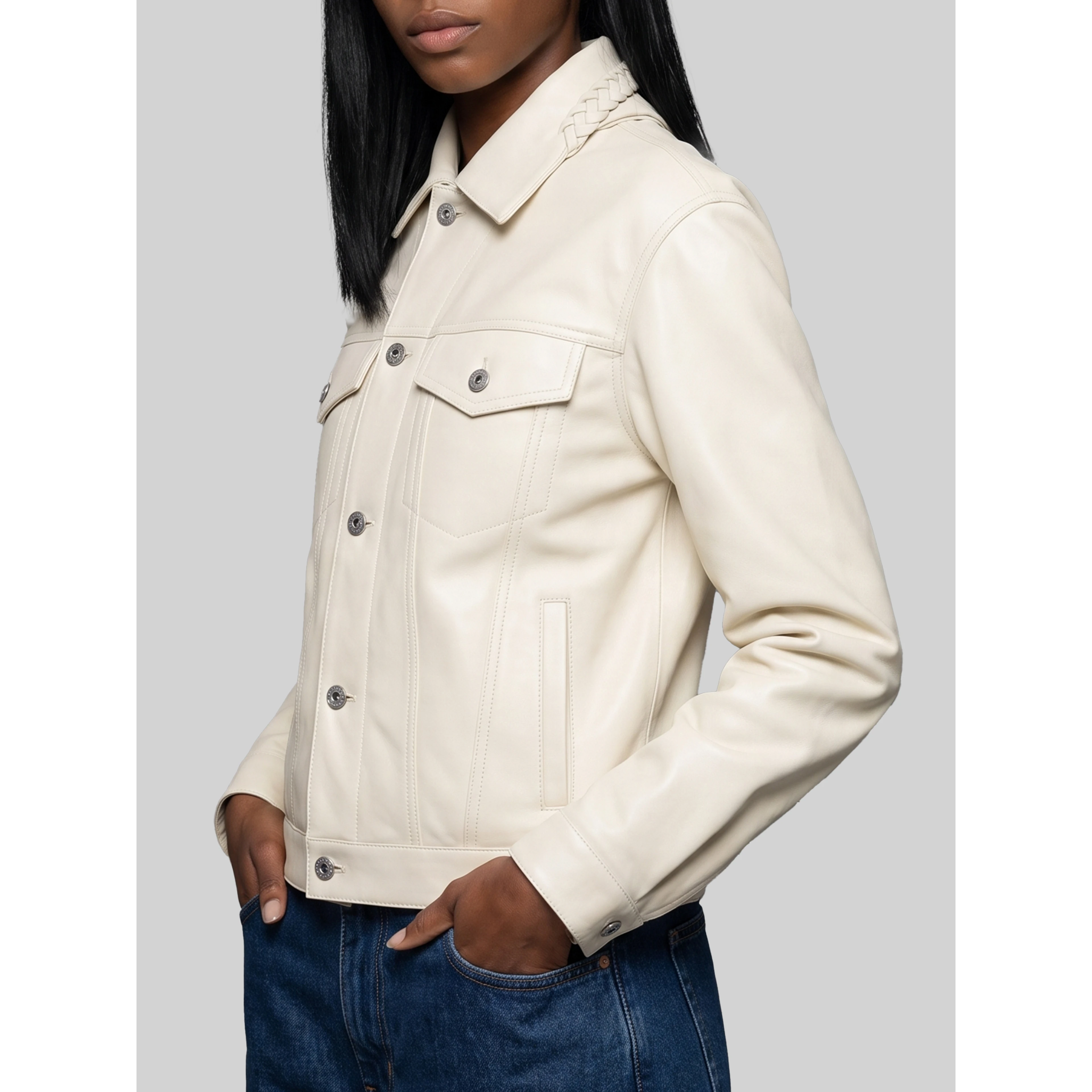 Intrecciato leather jacket