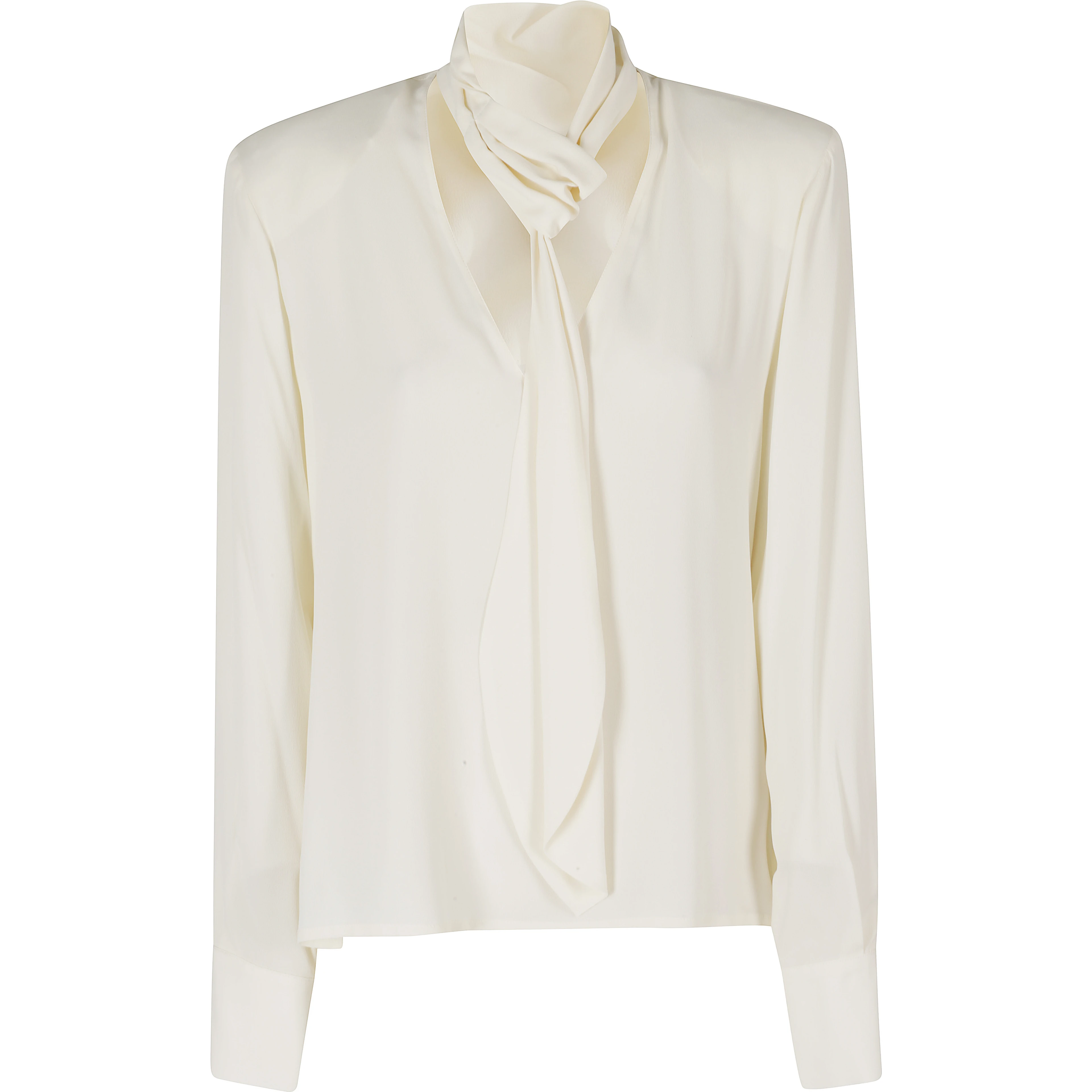 CAMICIA SCOLLO V CON SCIARPINA MISTO SETA
