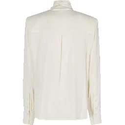 CAMICIA SCOLLO V CON SCIARPINA MISTO SETA