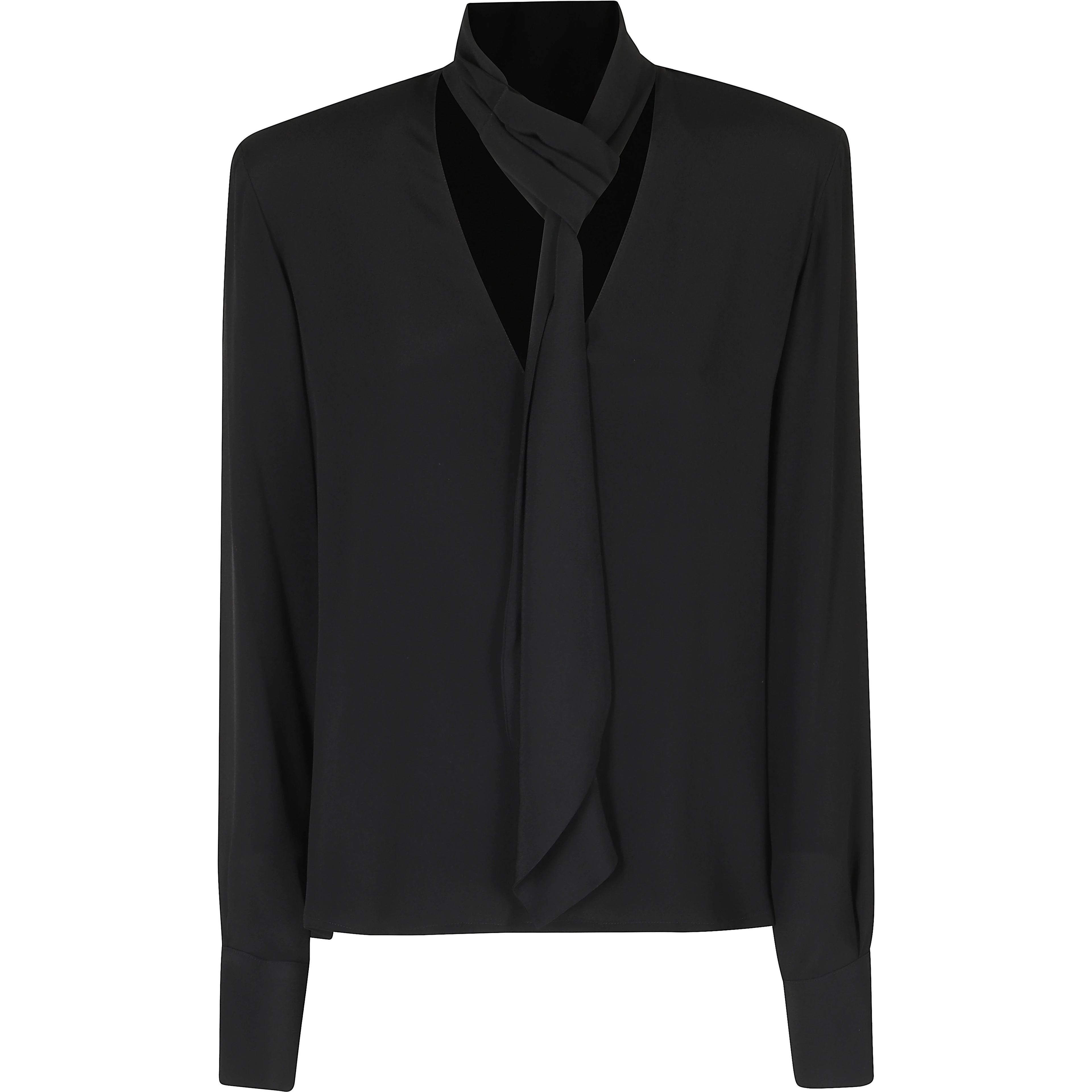 CAMICIA SCOLLO V CON SCIARPINA MISTO SETA