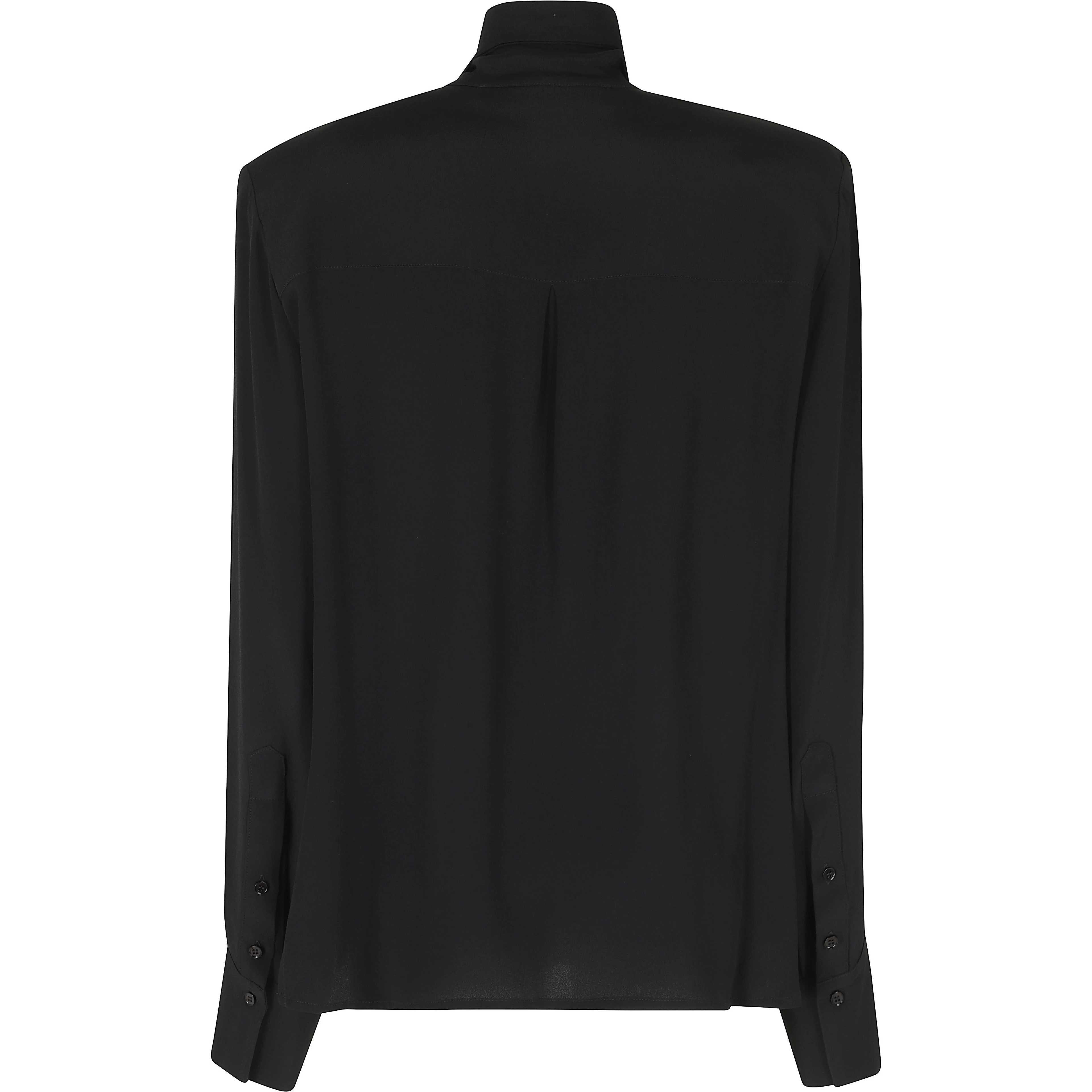 CAMICIA SCOLLO V CON SCIARPINA MISTO SETA